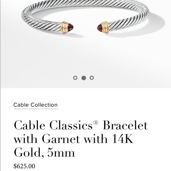 Cable Classics Bracelet Garnet with 14K Gold, 5mm - Picture 5 of 5